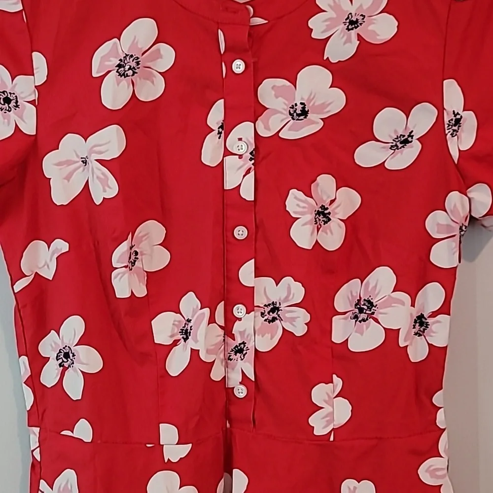 Jcrew red flower size 0 dress - Picture 5 of 8